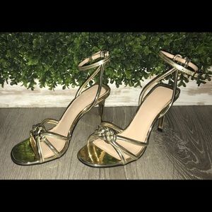 Zara Gold Sandals with Heels size 37 (6.5)